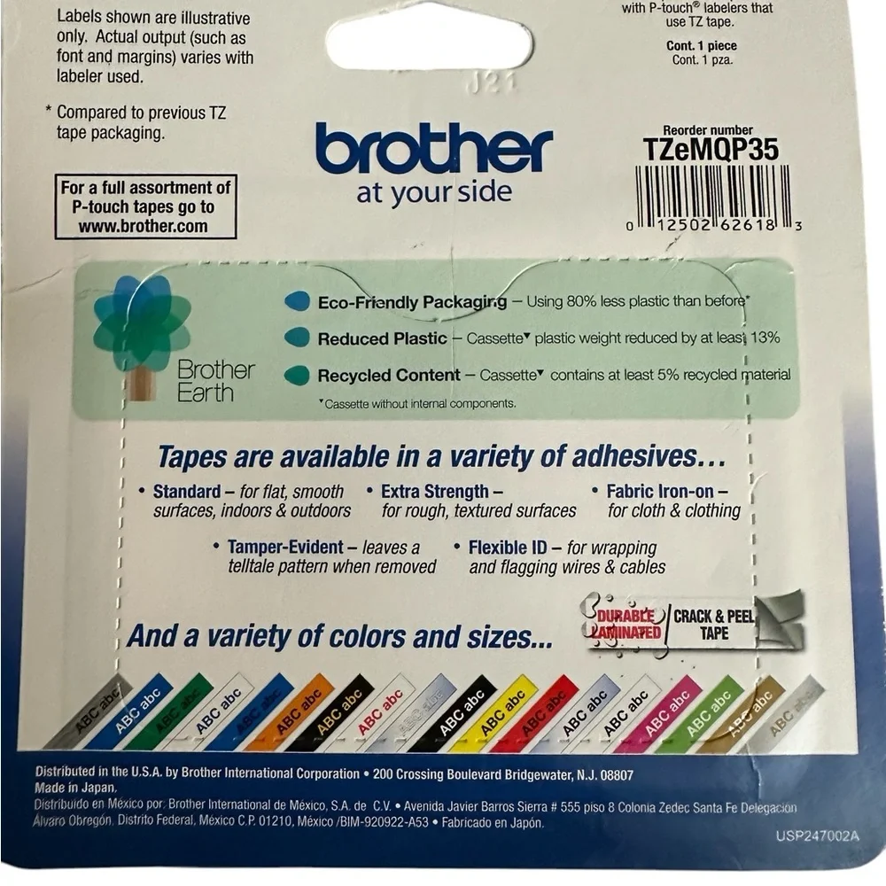 Brother TZ-MQP35 Tape for P-Touch Labelers White on Berry Pink 0.47” x 16.4' NEW
